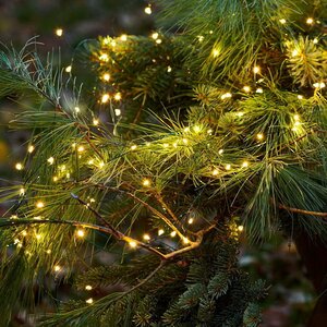 Гирлянда на елку 210 см Лучи Росы, 16 нитей, 672 теплых белых MINILED ламп, зеленая проволока, IP44 Kaemingk фото 2