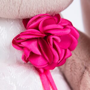 Мягкая игрушка Зайка Ми в белом платьице с атласной розой 25 см коллекция Город Budi Basa фото 3
