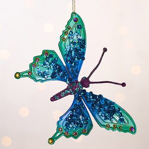 Елочная игрушка Бабочка Морфо 15 см изумрудная с синим, клипса Kurts Adler фото 4