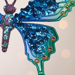 Елочная игрушка Бабочка Морфо 15 см изумрудная с синим, клипса Kurts Adler фото 6