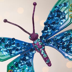 Елочная игрушка Бабочка Морфо 15 см изумрудная с синим, клипса Kurts Adler фото 3