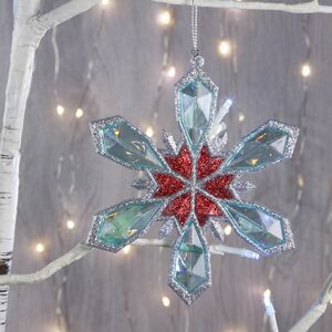 Елочная игрушка Снежинка Императорский кристалл 13 см с серебряной отделкой Kurts Adler фото 2