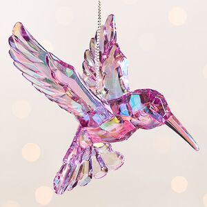 Елочная игрушка Радужная Птичка Колибри 9 см аметистовая, подвеска