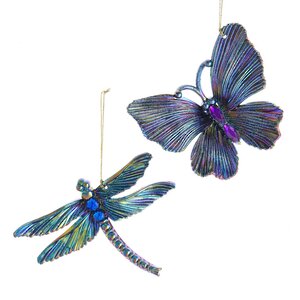Набор елочных игрушек Бабочка и Стрекоза - Amore Pavone 10 см, 2 шт, подвеска Kurts Adler фото 1