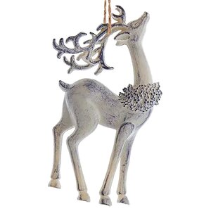 Елочная игрушка Олень: Christmas Exterior 13 см, серебряный, подвеска
