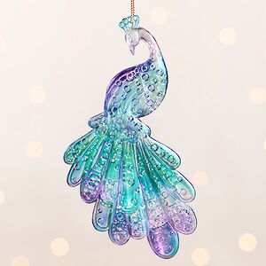 Елочная игрушка Павлин - Сапфировое Сердце 16 см, подвеска Kurts Adler фото 4