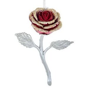 Елочная игрушка Королевская Роза 12 см серебряная, подвеска