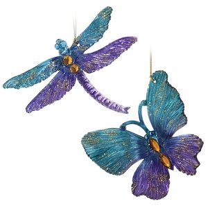 Набор елочных игрушек Peacock Color - Бабочка и Стрекоза 10 см, 2 шт, подвеска