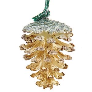 Елочная игрушка Шишка - Menthol Crystal 8 см золотистая Kurts Adler фото 1