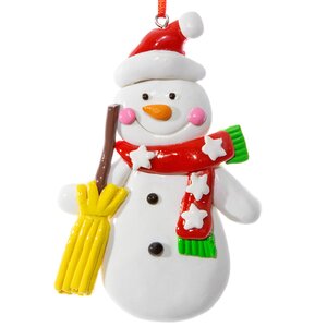 Елочная игрушка Снеговик с Метлой 12 см, подвеска Forest Market фото 1