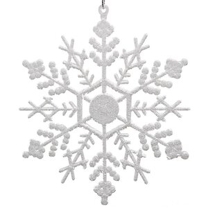 Набор елочных игрушек Снежинки - Ice Crystal 12 см белые, 4 шт Peha фото 1