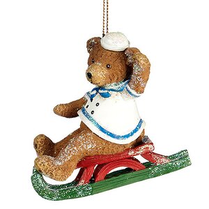 Елочное украшение "Игрушечный мишка на санках", 10 см, подвеска Goodwill фото 1