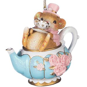 Елочная игрушка Мышь Соня в чайнике - Безумное Чаепитие 9 см, подвеска Goodwill фото 1