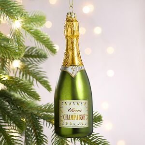 Стеклянная елочная игрушка Бутылка Шампанского Brut 16 см