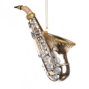 Стеклянная елочная игрушка Саксофон - Music Time 14 см, подвеска Goodwill фото 1