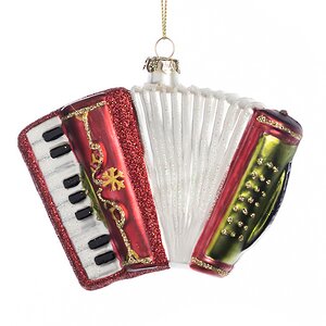Стеклянная елочная игрушка Аккордеон - Music Time 14 см, подвеска