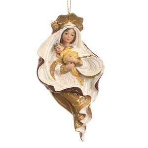 Елочная игрушка Дева Мария с младенцем Иисусом 13 см, подвеска