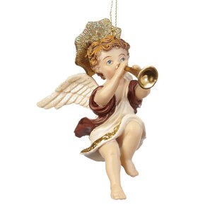 Елочная игрушка Ангелок с трубой 11 см, подвеска Goodwill фото 1