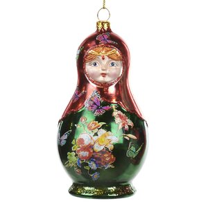 Стеклянная елочная игрушка Матрешка Ульяна - Russian Doll 14 см Goodwill фото 1