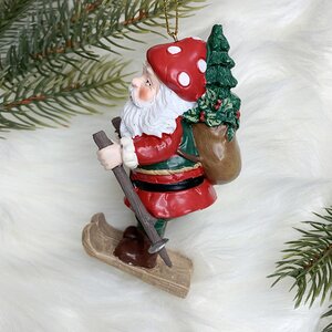 Елочная игрушка Славный Санта в грибной шапочке 11 см, подвеска Goodwill фото 2