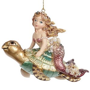 Елочная игрушка Русалка Данаида на черепахе - Prezioso Mare 11 см, подвеска Goodwill фото 1