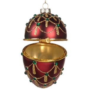 Стеклянная елочная игрушка Яйцо Тистольф 11 см рубиновая, подвеска Goodwill фото 2