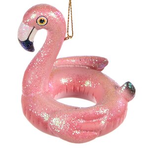 Ёлочная игрушка Круг для плавания - Розовый Фламинго 9 см, подвеска Goodwill фото 1