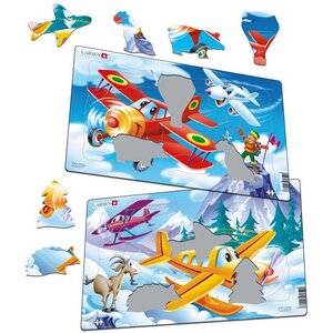Пазл для малышей Самолеты - Гонки над снегом, 13 элементов, 28*18 см LARSEN фото 2