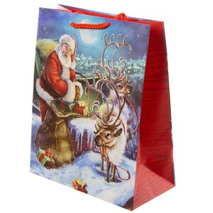 Подарочный пакет Дедушка Санта на Северном Полюсе 25*20 см