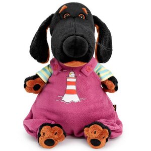 Мягкая игрушка Собака Ваксон в комбинезоне с маяком 25 см
