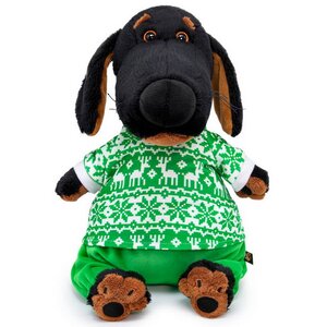 Мягкая игрушка Собака Ваксон в зимней пижаме 29 см