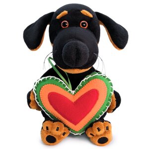 Мягкая игрушка Собака Ваксон Baby с сердечком из флиса 19 см Budi Basa фото 1