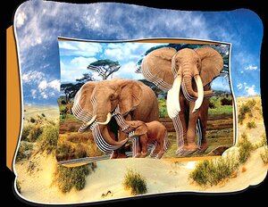 Объемная 3D картинка Слоны на прогулке 18*24 см