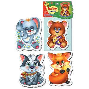 Мягкие пазлы для малышей Лесные жители, 4 шт, 3-5 элементов Vladi Toys (Влади Тойс) фото 1