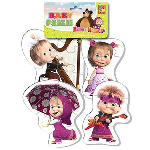 Набор мягких пазлов Маша и Медведь, 4 шт, 3-5 элементов Vladi Toys (Влади Тойс) фото 1
