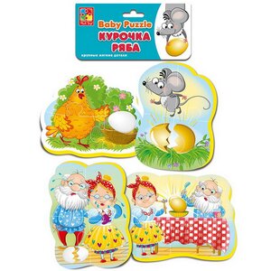 Мягкие пазлы для малышей Сказки - Курочка ряба, 4 шт, 3-5 элементов Vladi Toys фото 1