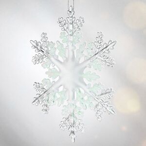 Елочная игрушка Снежинка - Ледяные узоры 15 см, серебристо-зелёная, подвеска Kurts Adler фото 3