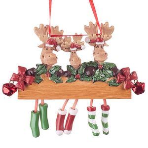 Именная елочная игрушка Лось Ралли и Семья 14*12 см, подвеска