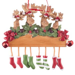 Именная елочная игрушка Лось Дерби и Семья 19*15 см, подвеска