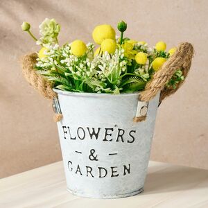 Искусственный цветок в горшке Мимоза и Луговые цветы 19 см