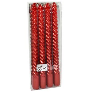 Витые красные свечи Vallo Serra 25 см красные, 4 шт