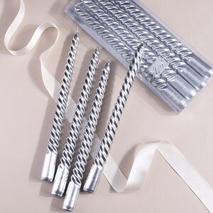 Витые свечи Vallo Serra 25 см серебряные, 4 шт