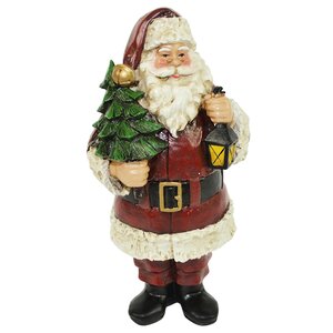Новогодняя фигурка Санта Клаус с фонариком и елочкой 20 см