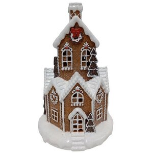 Новогодний домик с подсветкой Gingerbread Man Town: Biscotte Cioccolato 23*15 см, на батарейках Due Esse Christmas фото 1
