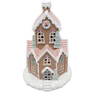 Новогодний домик с подсветкой Gingerbread Man Town: Biscotte Rose 23*15 см, на батарейках