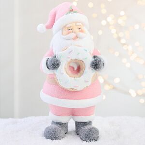 Новогодняя фигурка Санта Клаус в розовой шубке 20 см