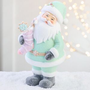 Новогодняя фигурка Санта Клаус в мятной шубке 20 см