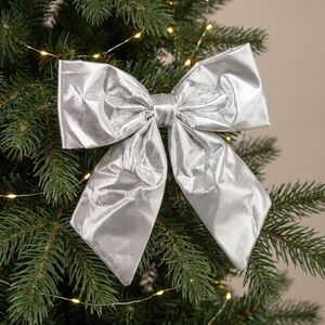 Бант на елку De Lamont 19*16 см серебряный Due Esse Christmas (Ду Эссе Кристмас) фото 1