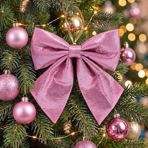 Бант на елку Де Ламонт 15*13 см светло-розовый Due Esse Christmas (Ду Эссе Кристмас) фото 1