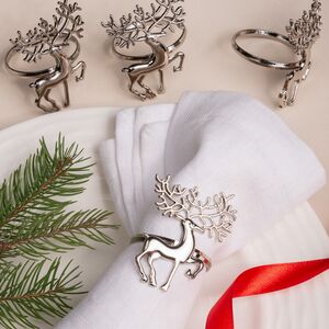 Кольца для салфеток Олени, 5 см, 4 шт, серебряные